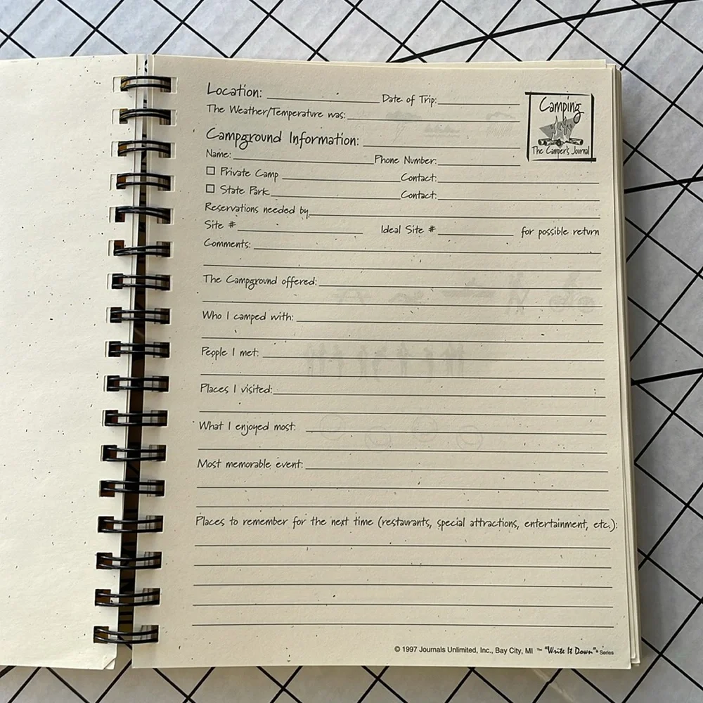 Camping, The Camper's Journal c1997 Journal's Unlimited